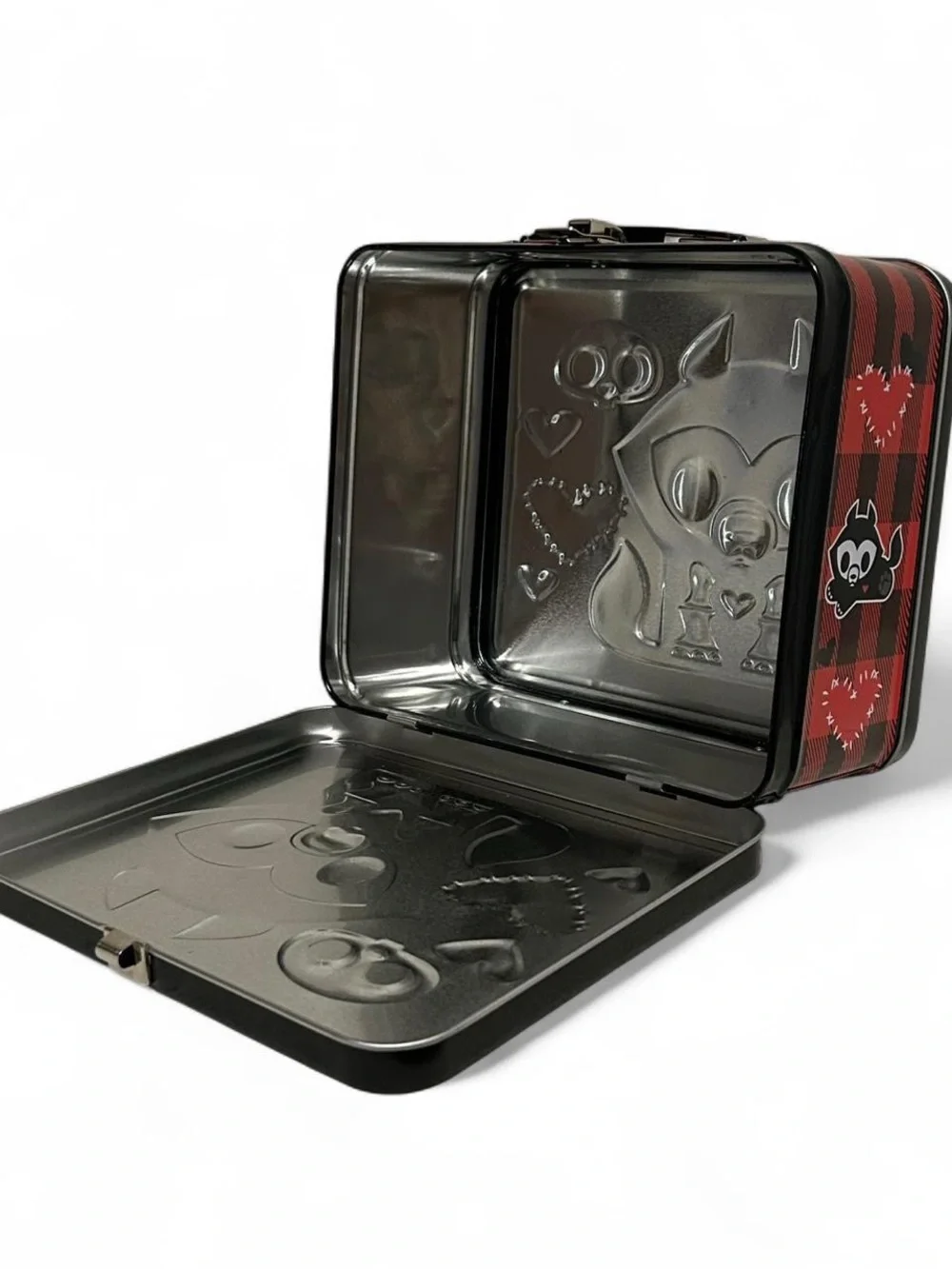 Skelanimals Loungefly Jae the Wolf Metal Lunch Box Red Plaid Tin 2014